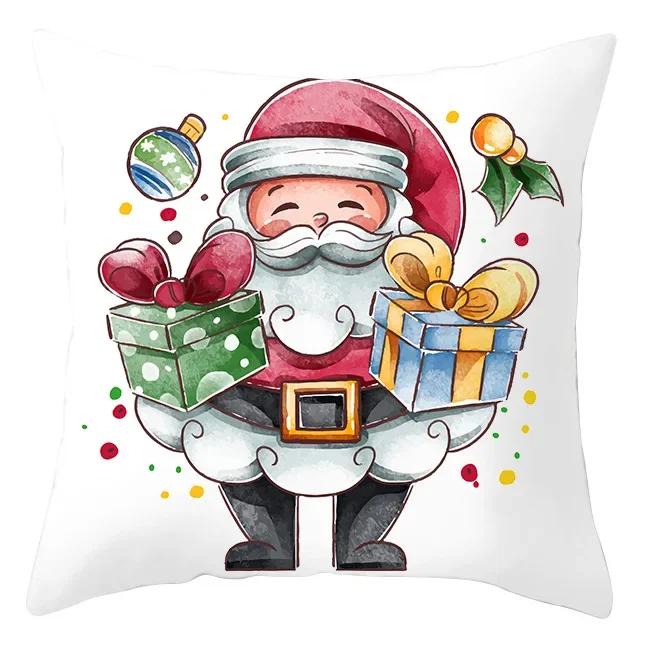 Federa per Cuscino di Natale Cartone Animato Babbo Natale Pan di Zenzero Auto Copricuscino Ghirlanda di Natale Casa