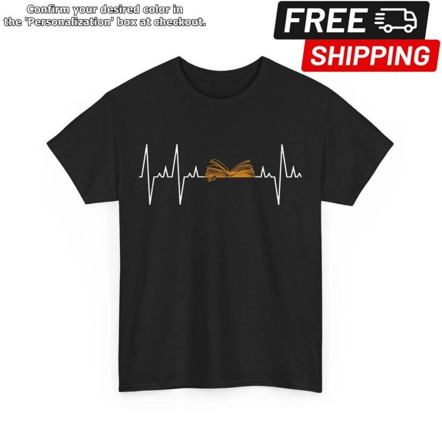 

Book Heartbeat Books Reading Lovers Reader Bookworm Women Men TShirt Unisex T-Shirt S чёрный