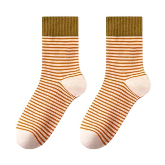 

Women Retro Striped Socks Color-Block Fine Stripes Crew Socks Breathable Casual Cotton Socks for Sports Daily Errands Commuting