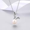 C-Girls Pearl Shop Natural Freshwater Pearl 7.5mm White Cute Rabbit Necklace Pendant with 5A Grade CZ Diamond (2 Colors) Perfect for Parties, Gifts,