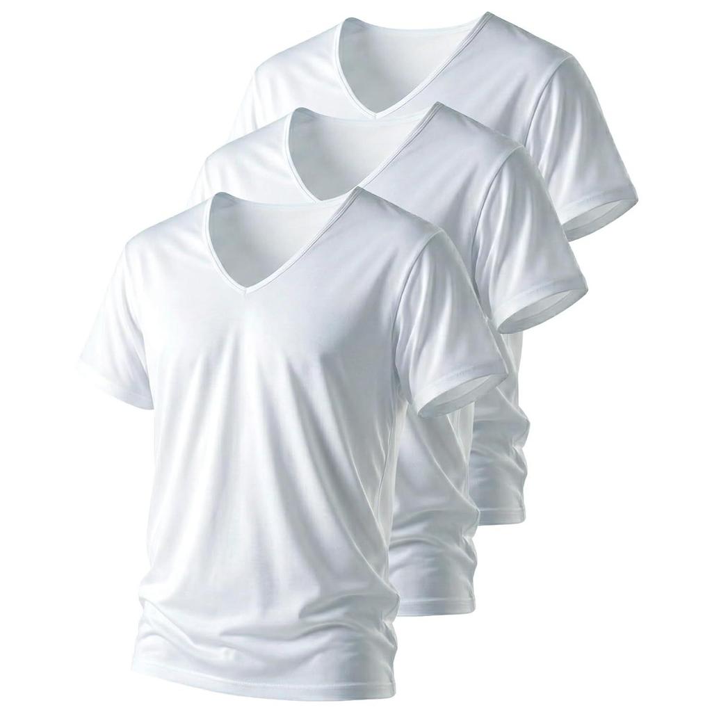 Nutopia Moisture-Wicking Quick-Dry Innerwear MenOverwhelming Quick-Dry3-Piece Set V-Neck Short Sleeve Cooling Summer Cool Antibacterial Odor-Resistant