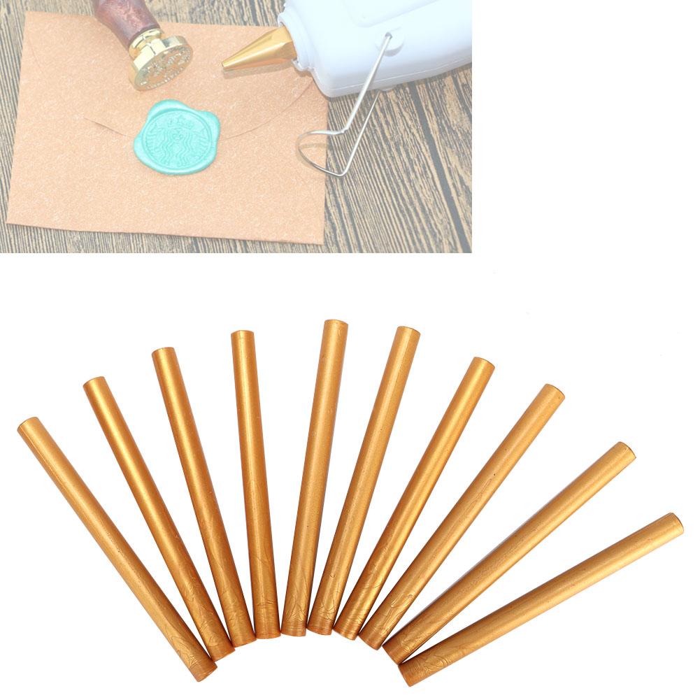 10Pcs Sealing Wax Stick Cylinder Metallic Golden Envelope Invitation Seal Stamp Accessories