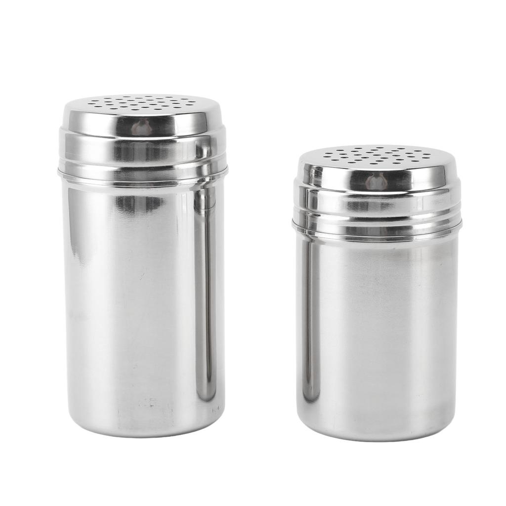 Spice Shaker 304 Stainless Steel Adjustable Pour Holes Seasoning Dispenser Container for Kitchen Barbecue Camping 2pcs