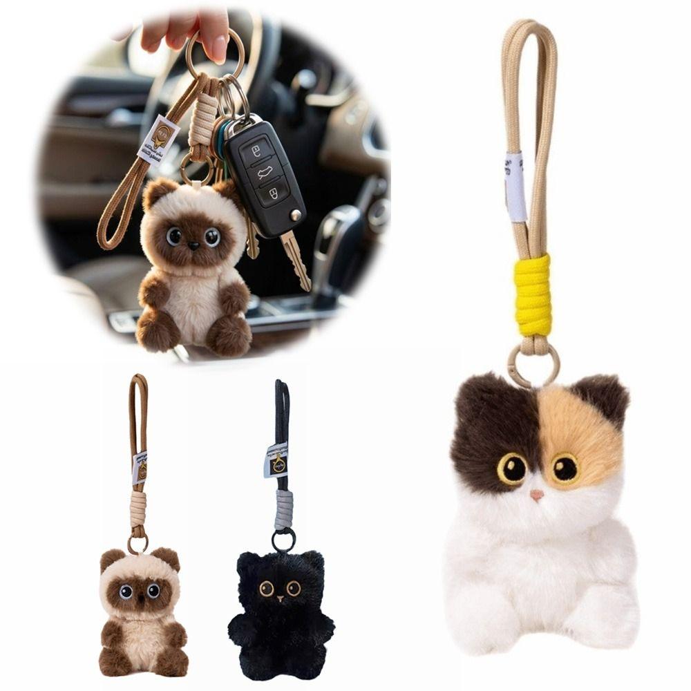 Plush Cat Bag Pendant Soft Fluffy Kitten Key Ring New Plush Cat Keychain Car Keys