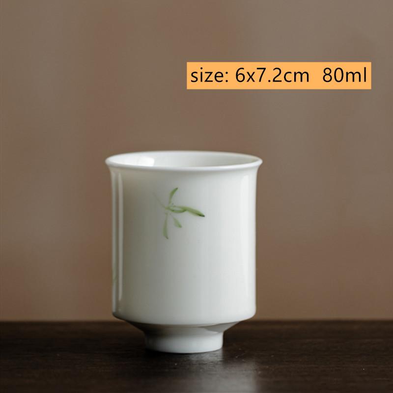 

1 Pc Chinese Handmade Ceramic Tea Cup Hand-painted Orchid White Porcelain Teacup Household Tea Bowl Travel Teaware Master Cup Teacup