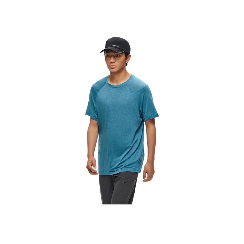 Anta Champion Outdoor Series Solid Color Round Neck Comfortable Moisture Wicking Versatile Short Sleeve T-Shirt Men T-Shirts Parrot-Blue 152520115-1