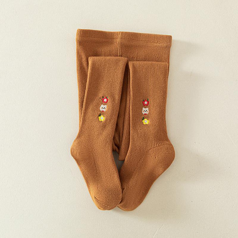 

Girls Striped Embroidered Pantyhose Spring And Autumn Children S Leggings Summer White Baby Cartoon Baby Socks S recommended height 85-95cm оранжевый