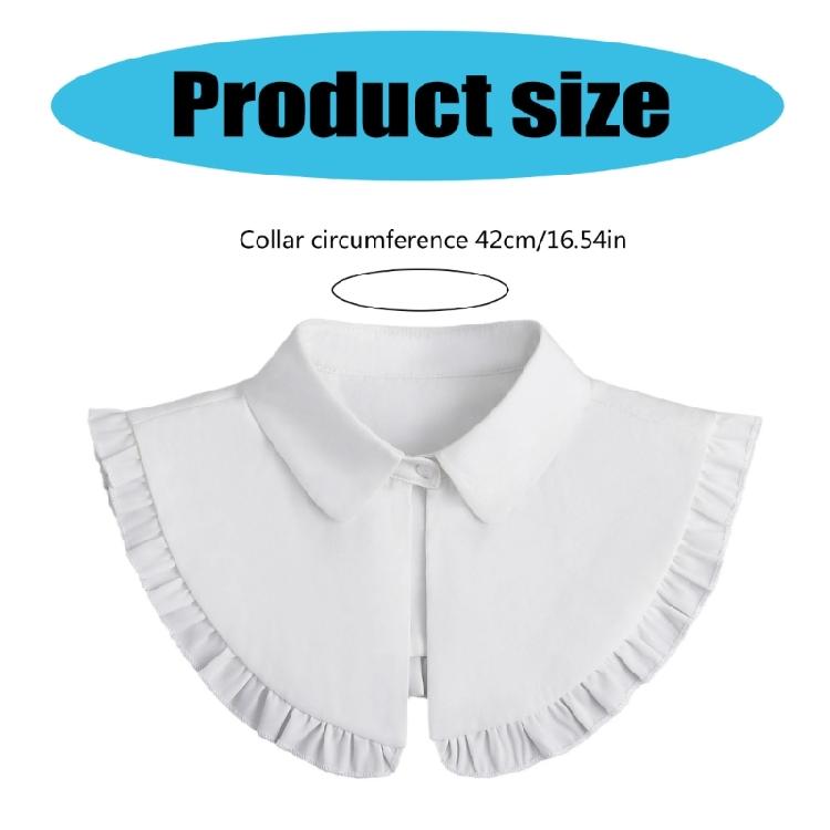 Women's Elegant Turn Down False Collar with Ruffled Trim Decorative Shawl Wrap Scarf Capelet for Dresses Blouse Top