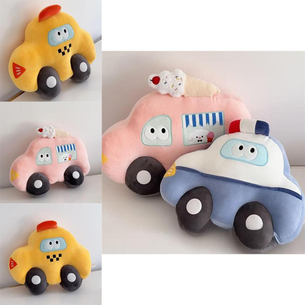 Cartoon Police Cars Taxis Cushion With Plush Fabric For Living Room Sofa Lounge Use
