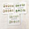 Ice Translucent Green Apple Glitter Press-On Nails with Cat Eye Art Stickers