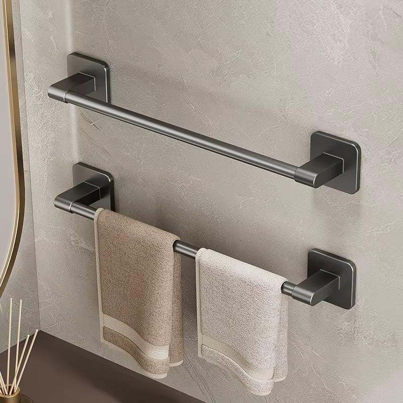 No-Drill Wall-Mounted Towel Rack Storage Rack for Bathroom Single Rod Organizer for Toilet Sink Bathroom Hygiene Space Saver