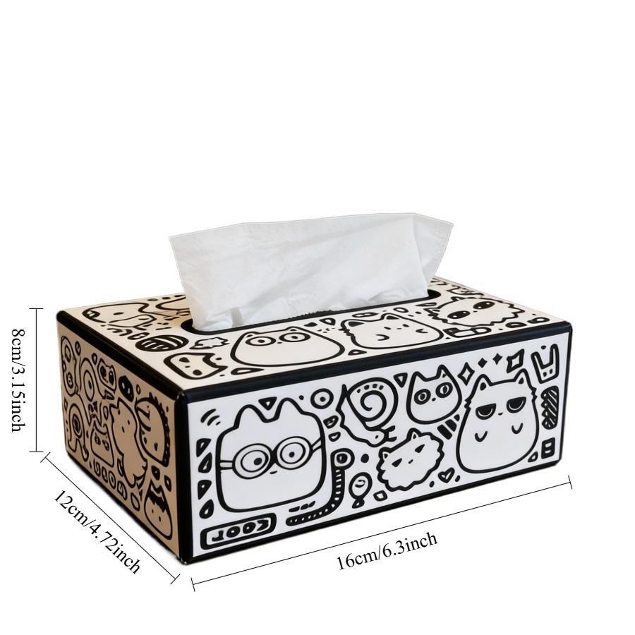 

Doodle Cute Tissue Box Cover Creative Art Napkin Holder for Living Room Office Desk Stylish Tabletop Decor Fun Gift Modern Decor белый