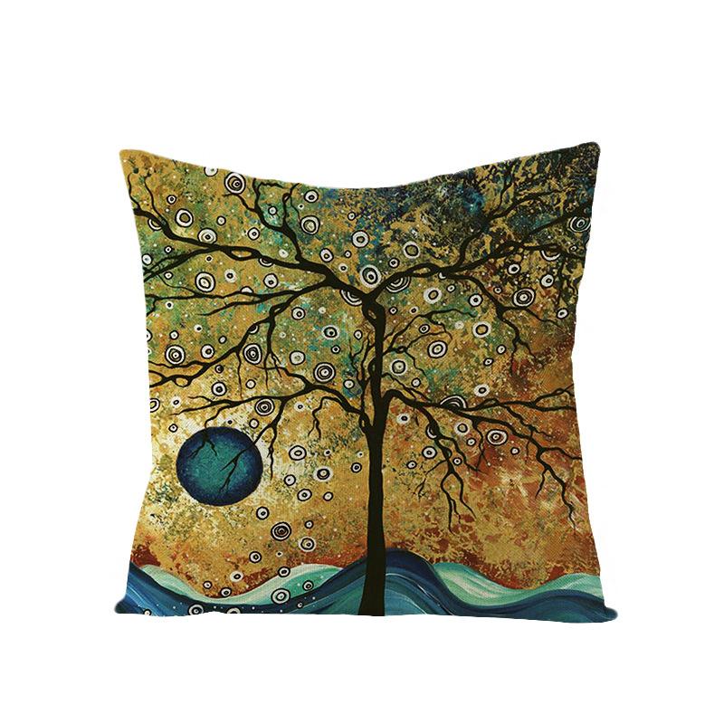 

Home Oil Painting Tree Pillow Cover Polyester Sofa Car Pillow Cushion Cover Combination Pack 45 * 45Cm (excluding pillow core)