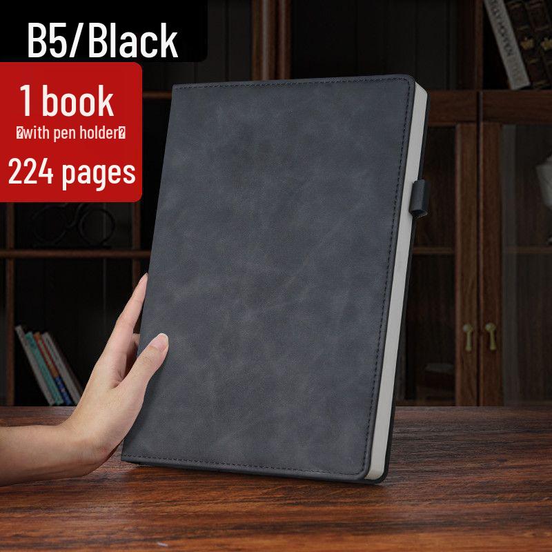 Extra Thick Soft Leather Business Meeting Notebook, Large Size