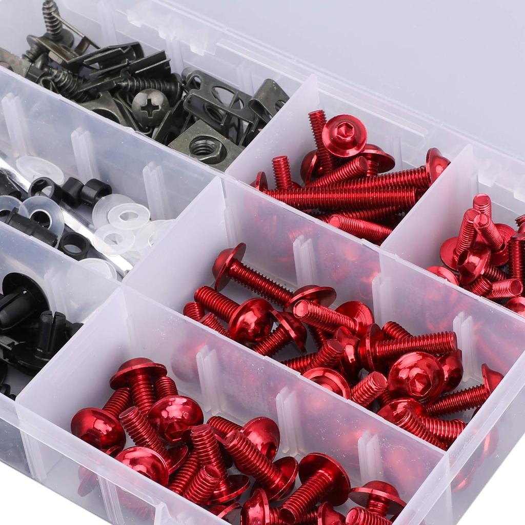 Bruce & Shark Fairing Bolt Screw Bodywork Kit for Yamaha YZF R6 R1 R3 R25 FZ07 FZ09 Universal Red