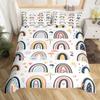 Rainbow Comforter Cover Watercolor Hand Drawn Duvet Cover Cartoon Raindrop Kawaii Bedding Set Girl Crown Love Hearts Quilt Cover