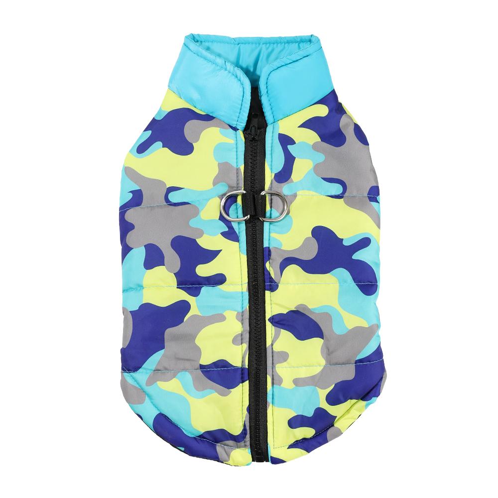 Winter Small Dog Jacket Waterproof Printed Puppy Cloth Camouflage Pet Padded Overalls D-ring Sleeveless Dog Vest Coat for Cats