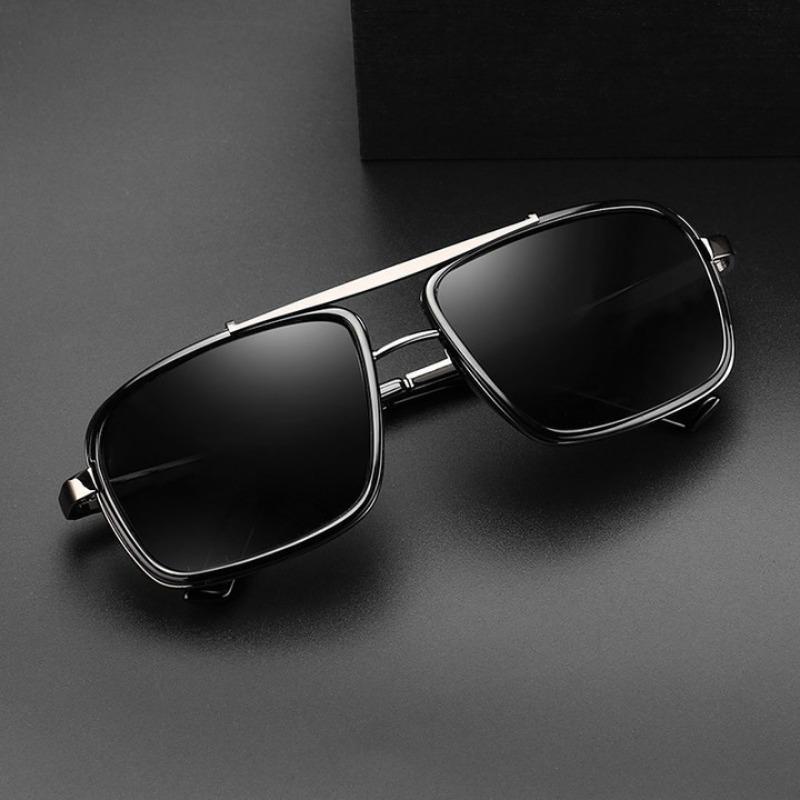 Non-Polarized Metal Steampunk Sunglasses for Men Fashion Square Rock Hip Hop Glasses Men Punk Double Beam Frame Eyewear