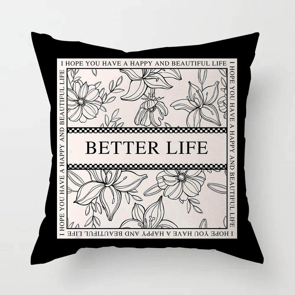 American Retro Light Luxury Pillow Black and White Sofa Living Room Pillow Cushion Dormitory Bedroom Bedside Pillow Removable and Washable
