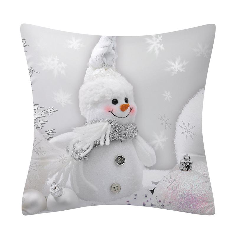 Snow Christmas Pillowcase Blue and White Printed Cushion Cover Snowflake  Tree Throw