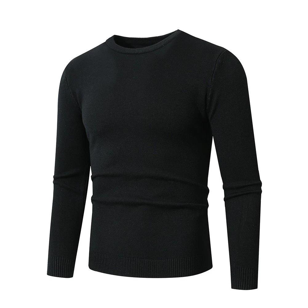 Men S Slim Fit Crew Neck Long Sleeve Knit Sweater Autumn Casual