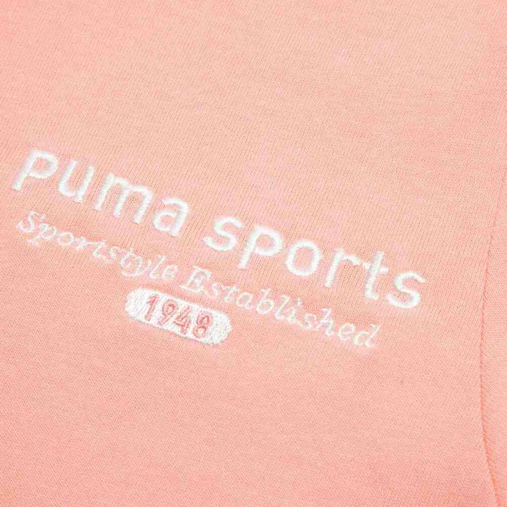 Puma Team Tee Letter Embroidery Round Neck Short Sleeve T-Shirt Women Tops Peach-Pink 624706-63