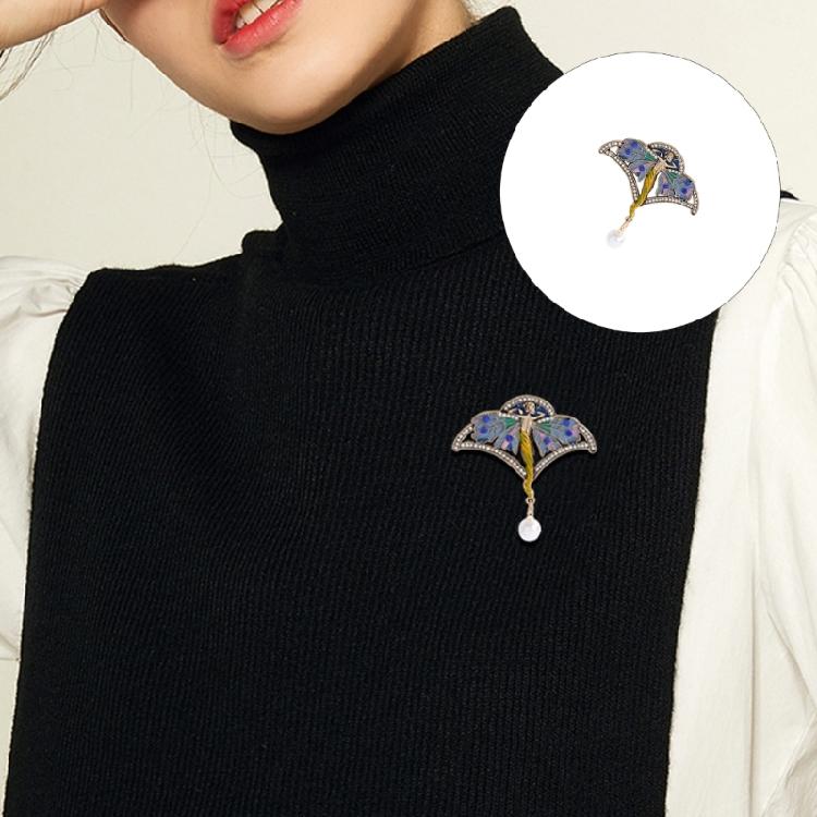 Elegant Rhinestones Pearls Butterfly Brooch Vintage Enamel Design Corsage Pin Women Chest Accessory Gift