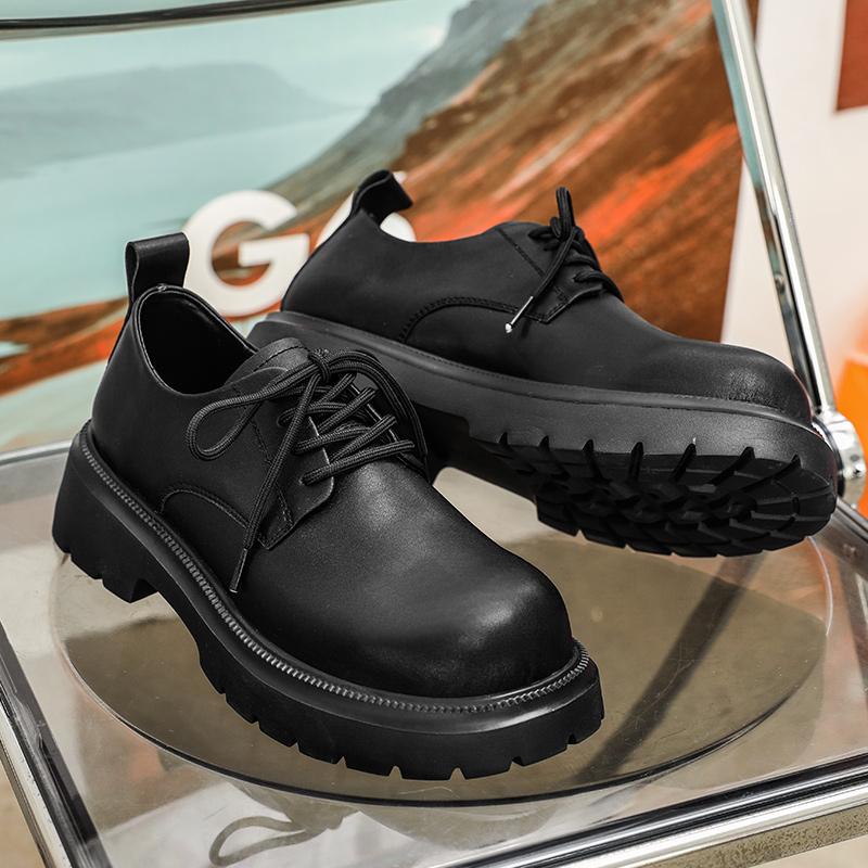 Fashion British Style Men's Casual Leather Shoes Thick Bottom Business Formal Dress Footwear Versatile Male Oxford Shoes New Derby Shoes