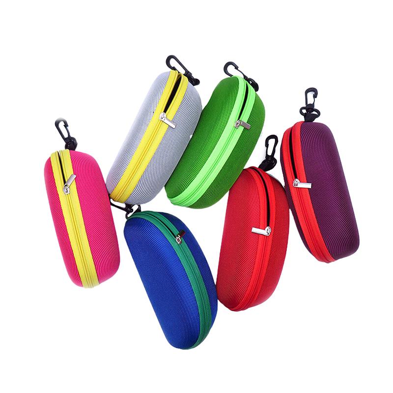 Portable Eva Glasses Case With Carabiner Hook Colorful Sunglasses Hard Cases Zipper Eyeglasses Protector Box Eyewear Accessories
