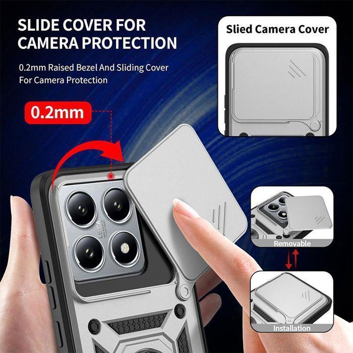 Coque pour Xiaomi 15 Pro - E.F.CONNECTION - Rigide Antichoc - Argenté - Protège-caméra - Support 360°
