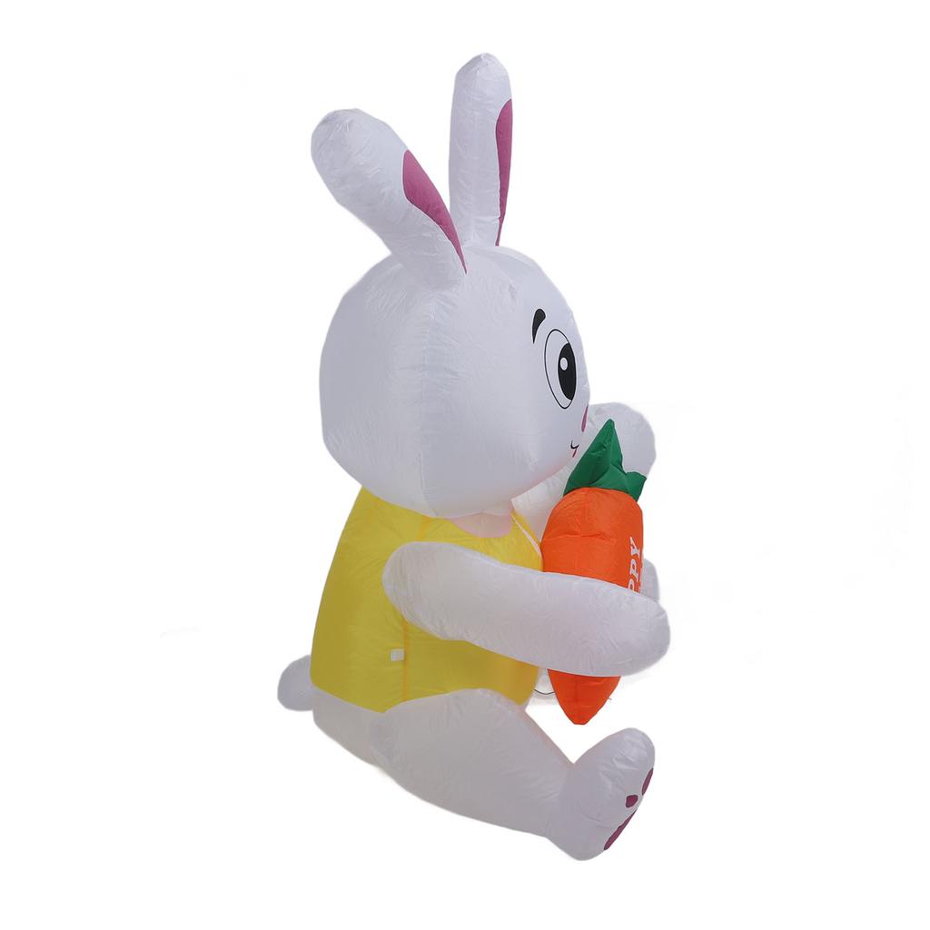 59.8in Inflatable Happy Easter Bunny Decoration Inflatable Rabbit Sitting Holding Carrot with LED Li