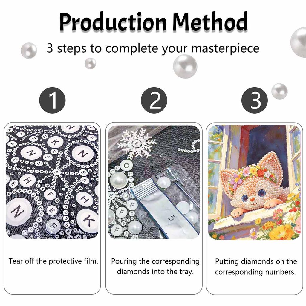 Disney Pearl Painting Painting Kit Cat With Flowers Home Decor Handmade Gift Pearl Art