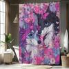 1Pc Valentine'S Day Shower Curtain Cute Animal Floral Pattern Wolf And Butterfly Medieval Style Bathroom Decor Polyester Fabric