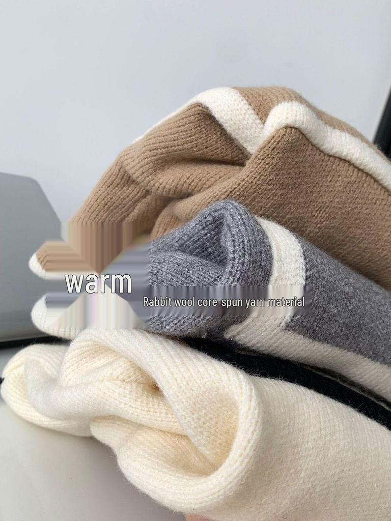 Women's Slim Fit Color Block Knitted Sweater with Stand Collar and Double-Head Zipper