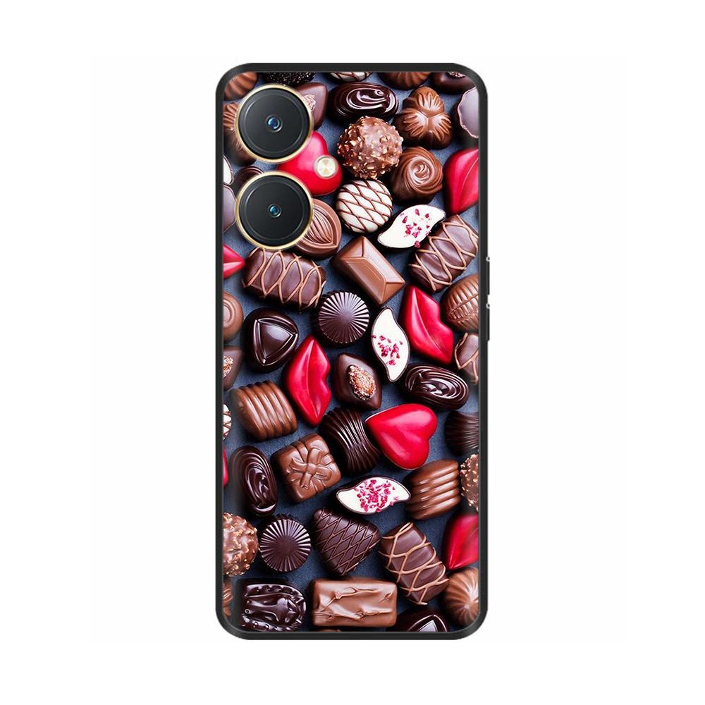 For Vivo Y27 Y27s Case Fashion Flowers Black Soft Coque Silicone Shockproof TPU Phone Cover Funda for Vivo Y27 Y 27 Bumper V2249