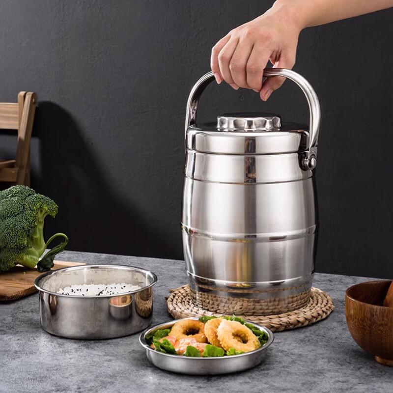 ZISIZ Stainless Steel Double-Layer Insulated Food Carrier