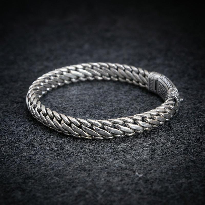 2026 Ethnic Style Back Pattern Glossy Handmade Bracelet Masculinity Retro Punk Style Woven Thick Bracelet