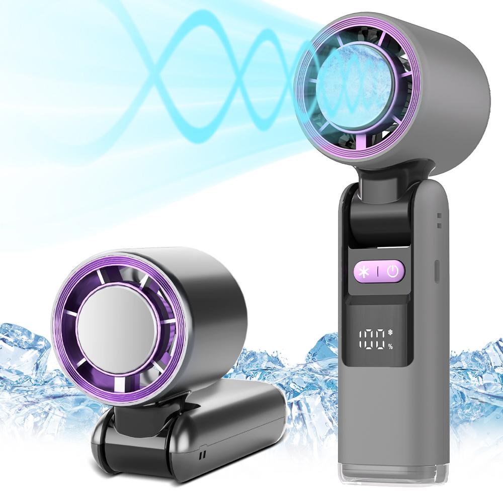 13000 rpm with Ice Cooler Digital Display 3-in-1 Portable Fan Rechargeable Ice Cooling Handheld Fan Small Pocket Fans Speed(100)