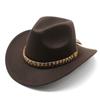 Popular Belt Buckle Big Edge Curling Top Hat, Western Cowboy Hat, Woolen Hat, Jazz Hat, Felt Hat
