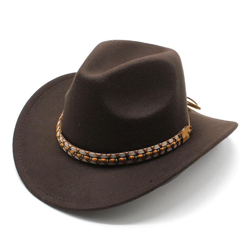 Popular Belt Buckle Big Edge Curling Top Hat, Western Cowboy Hat, Woolen Hat, Jazz Hat, Felt Hat