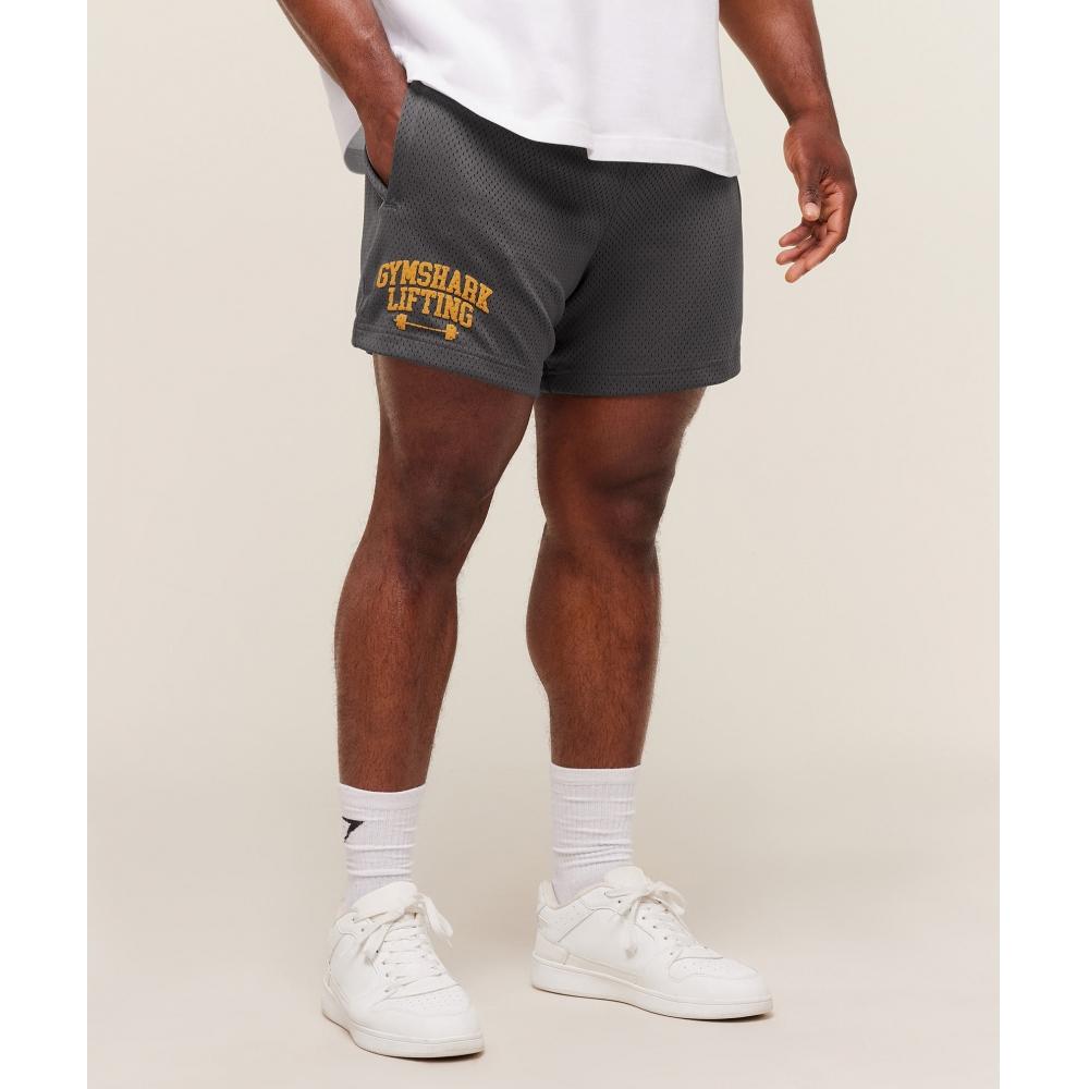 Gymshark Lifting Barbell Mesh 5  Short Onyx Grey A3c3z Gb7n