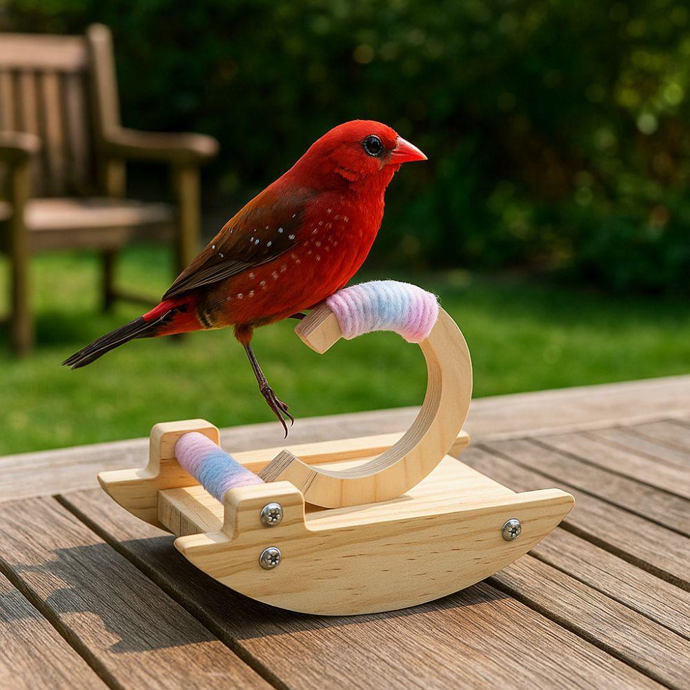 Bite-resistant Rocking Parakeet Toy Wooden Bird Rocking Stand Parrot Perch Stand  Cage Accessory