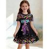 Girl Rainbow Unicorn Printed T-shirt Dress Soft Sky Cloud Casual Dress for Children's Party Clothing Suitable for Birthday Gifts