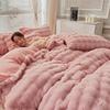 Light Luxury Rabbit Fleece Thickened Milk Fleece Four-Piece Set, Bed Sheet Quilt Cover Three-Piece Set, Bedding, Bed Hat Model