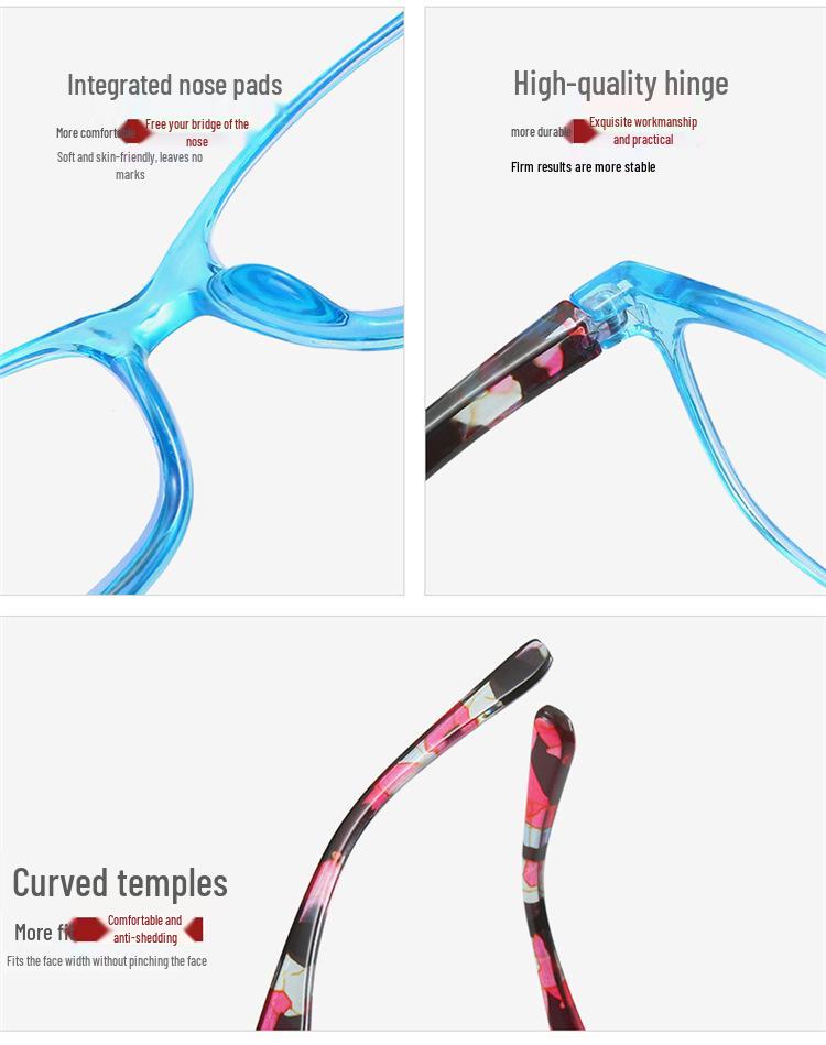 Printed Anti-Blue Light High-Definition Unisex Chinese Style Square Frame Reading Glasses