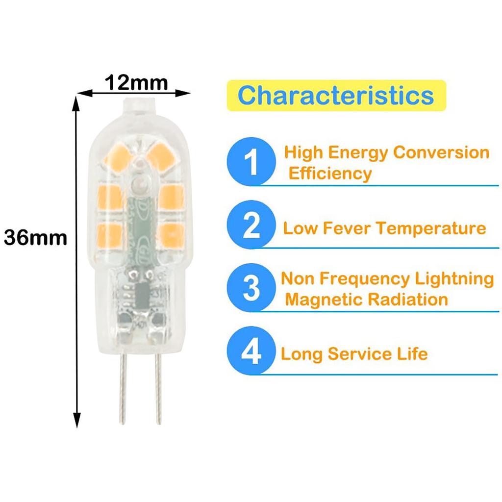G4 2W LED Bulb,20W Equivalent Halogen Bulbs,Transparent PC cover,AC/DC12V,200LM