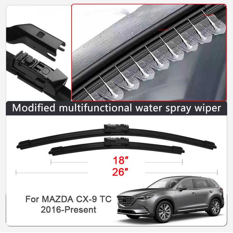 Car Modify Windshield Water Spray Wiper For Mazda CX-3 CX-5 CX-7 CX-9 2006-2026 Auto Wet Arm Cleaning Wiper Exterior Accessory
