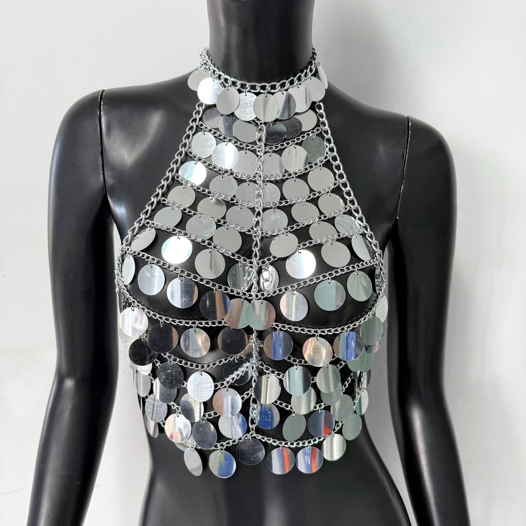 Cross-Border Hot Selling Camisole Women's Handmade Body Chains Ximang Chain Decoration Sequined Tube Vest