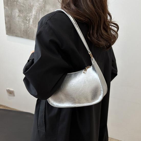 Women Retro Shoulder Bag Faux Leather Underarm Bag Purse Classic Tote Handbag with Zipper Closure for Street Party Work