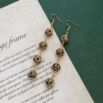 Retro Nischendesign Nepalesische exotische tibetische Ohrringe Weiblichkeit schlichte Persönlichkeit handgefertigte Ohrringe